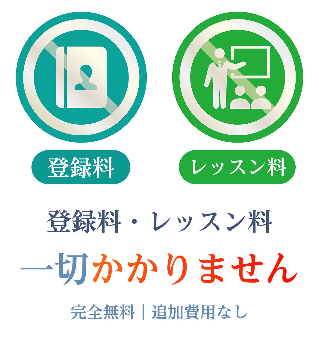 登録料、レッスン料は一切かかりません。